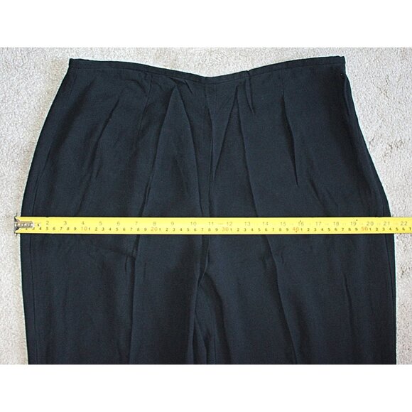 Eileen Fisher - Silk Georgette Crepe Side Zip Ankle Pants in Black, Med - Picture 6 of 10
